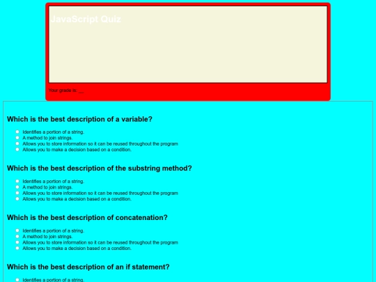 Quiz screenshot
