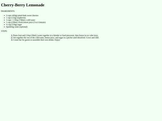 recipes/berrylemonade screenshot