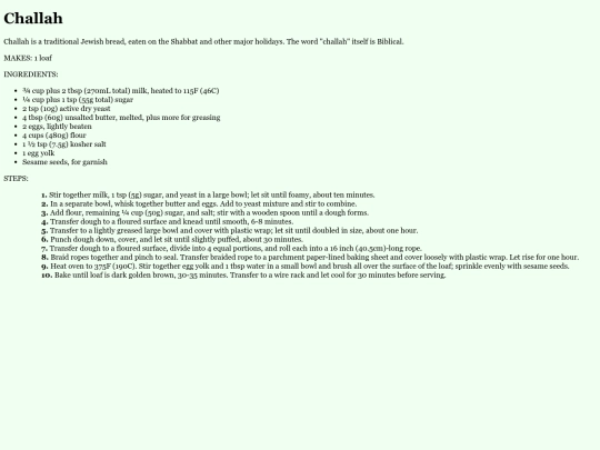 recipes/challah screenshot