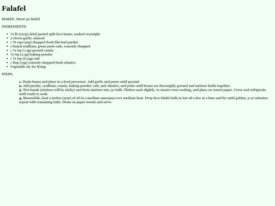 recipes/falafel screenshot