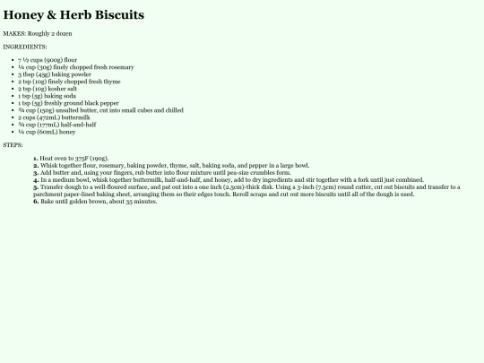 recipes/honeyherbbiscuits screenshot
