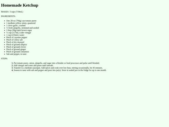 recipes/ketchup screenshot