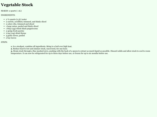 recipes/vegetablestock screenshot