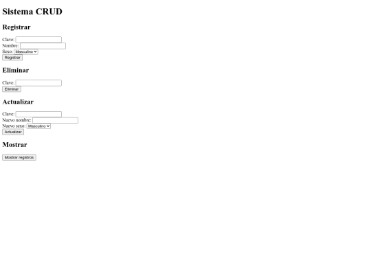 CRUD screenshot