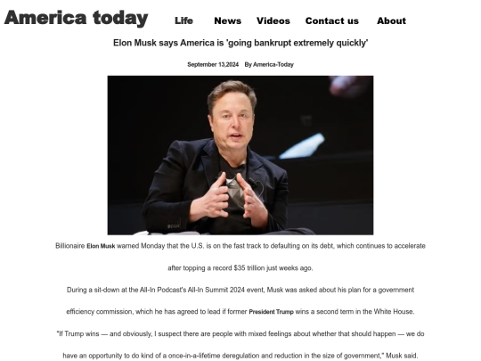 Elon Musk says America screenshot
