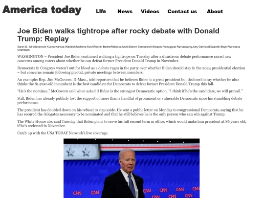 Joe Biden walks tightrope after rocky debate with Donald Trump screenshot