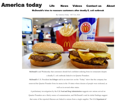 McDonald tries to reassure customers screenshot