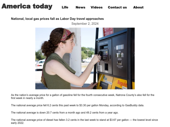 National local gas prices fall as Labor Day screenshot