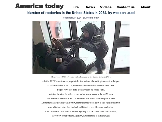 Number of robberies in the United States screenshot