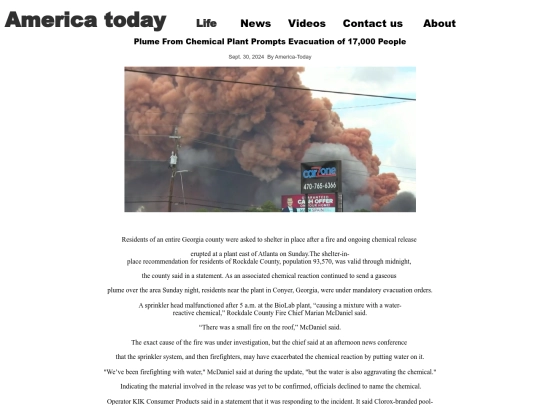 Plume From Chemical Plant Prompts Evacuation screenshot