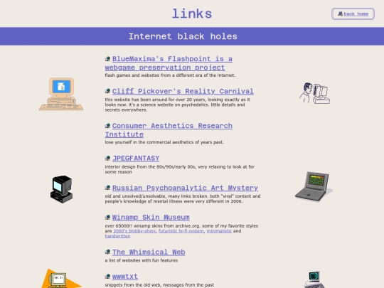 links screenshot