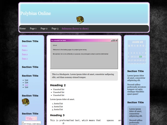 testingpage screenshot
