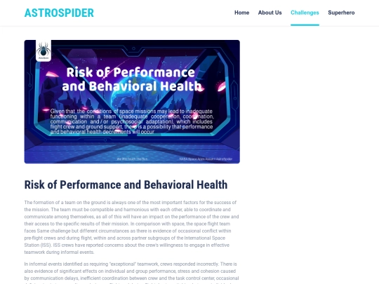 astrospider/Risk of Performance and Behavioral Health screenshot