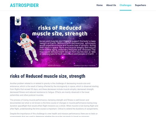 astrospider/risks of Reduced muscle size, strength screenshot