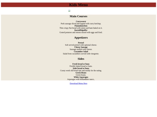 Final Project/Kids-Menu screenshot