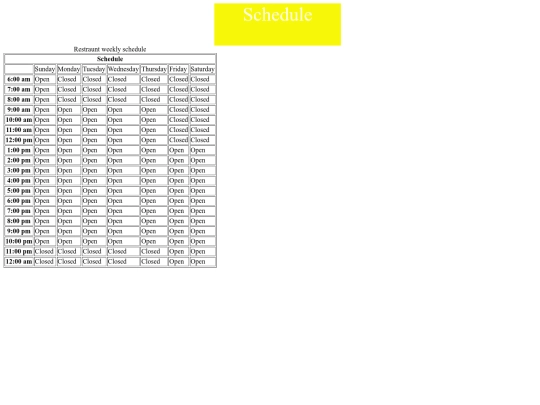 Final Project/Restaraunt-schedule screenshot