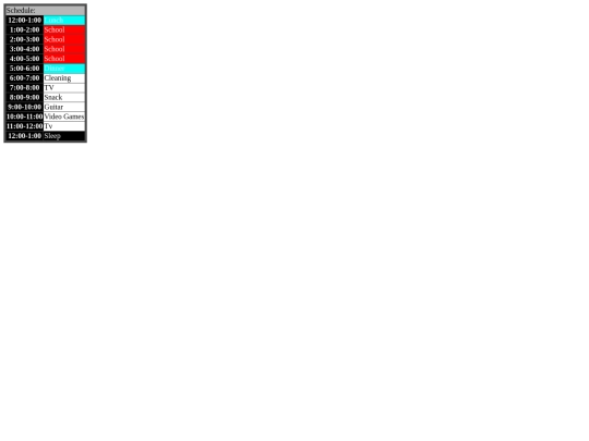 Schedule screenshot