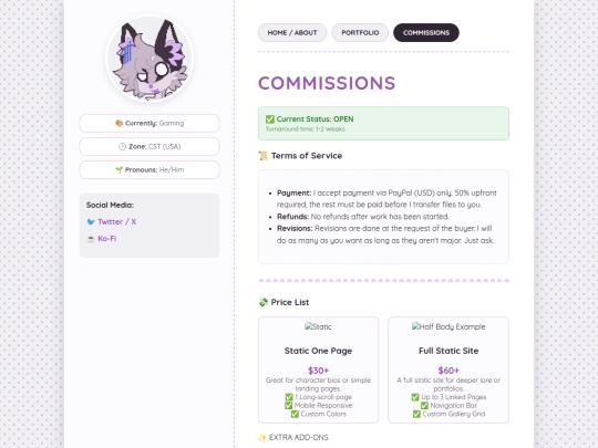 commissions screenshot
