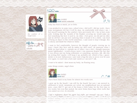 diary screenshot