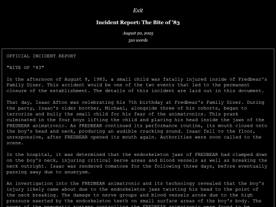 text/bite83report screenshot