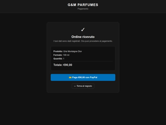 PROFUMI/pagamento screenshot