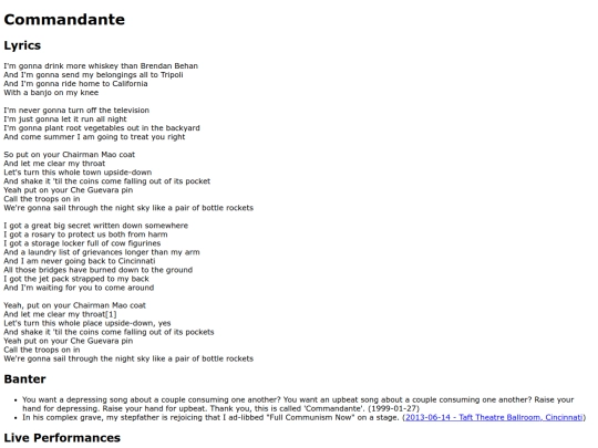 songs/commandante screenshot