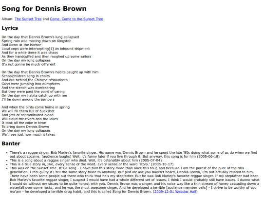 songs/dennisbrown screenshot