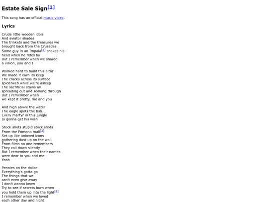 songs/estatesalesign screenshot