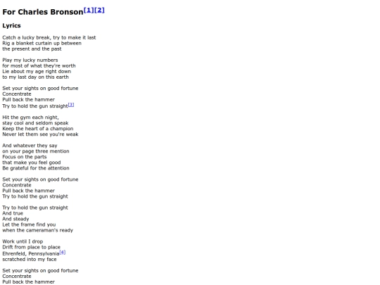 songs/forcharlesbronson screenshot