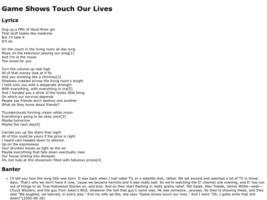 songs/gameshows screenshot