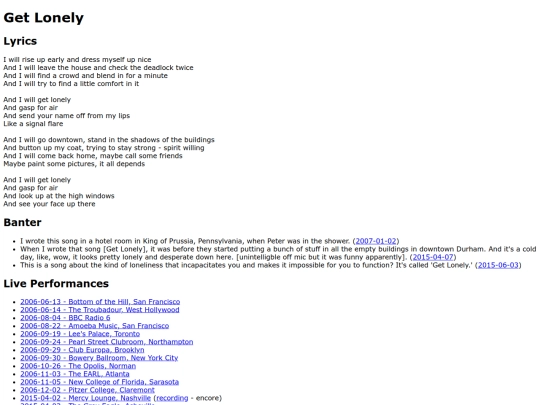 songs/getlonely screenshot