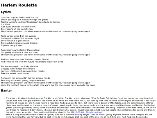 songs/harlemroulette screenshot