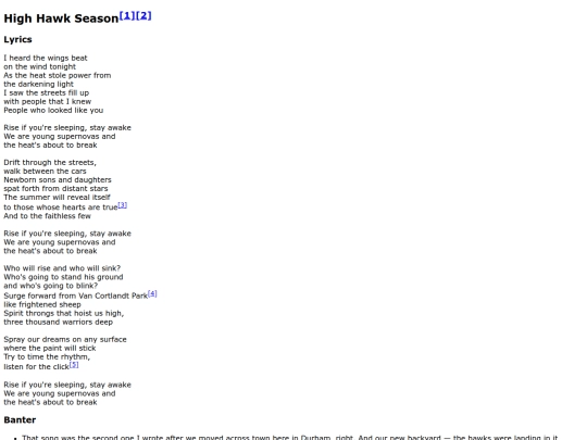 songs/highhawkseason screenshot