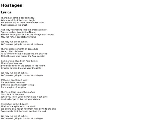 songs/hostages screenshot