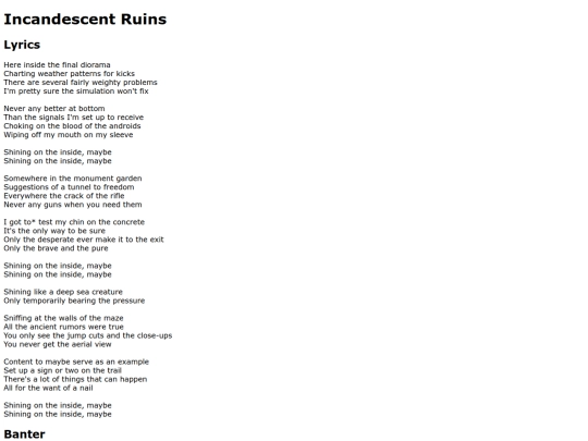 songs/incandescent screenshot