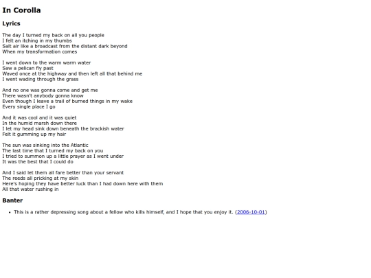 songs/incorolla screenshot