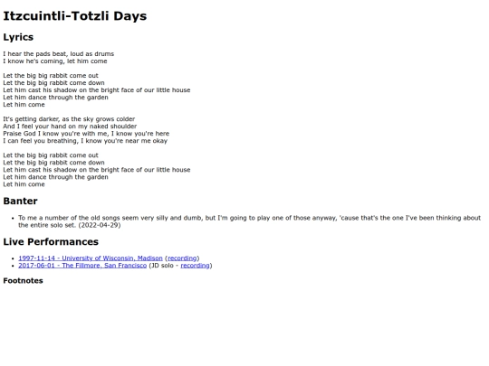songs/itzcuintli screenshot