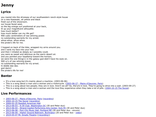 songs/jenny screenshot