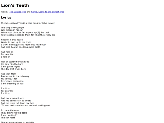 songs/lionsteeth screenshot