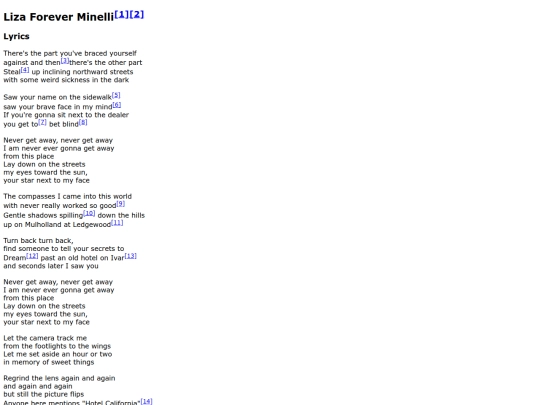 songs/lizaforeverminelli screenshot