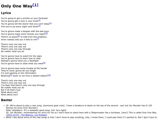 songs/onlyoneway screenshot