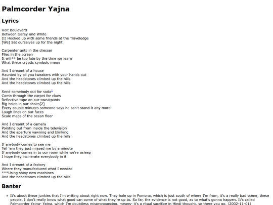 songs/palmcorder screenshot