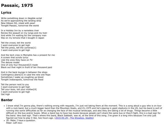 songs/passaic screenshot