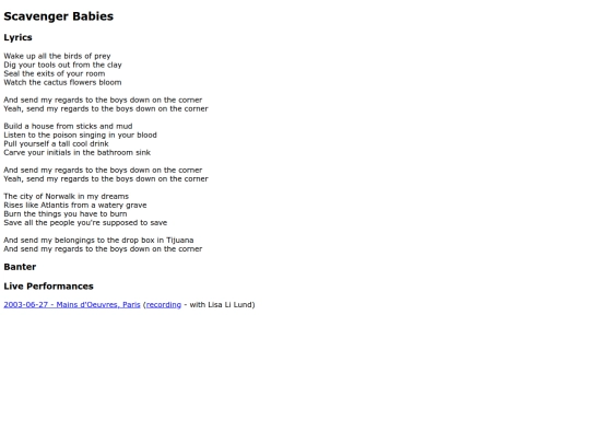songs/scavengerbabies screenshot