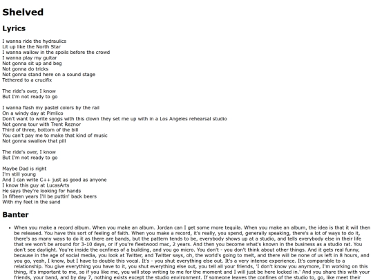 songs/shelved screenshot