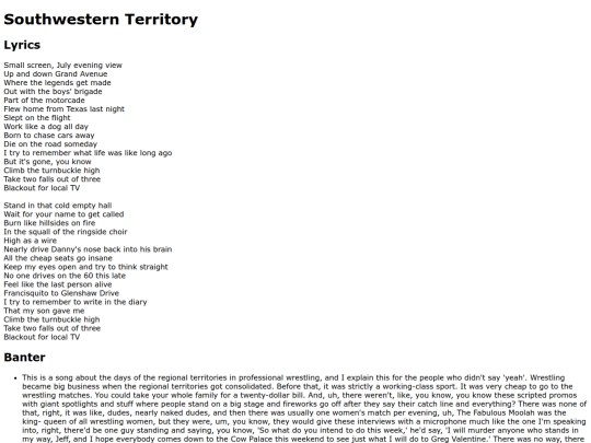 songs/southwestern screenshot