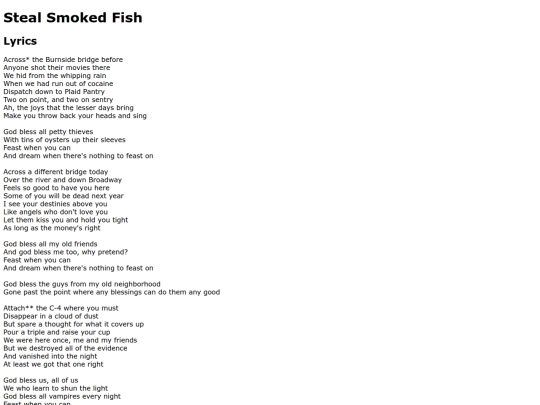 songs/stealsmokedfish screenshot