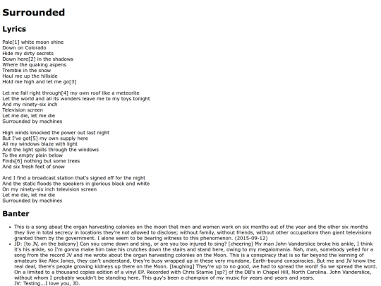 songs/surrounded screenshot