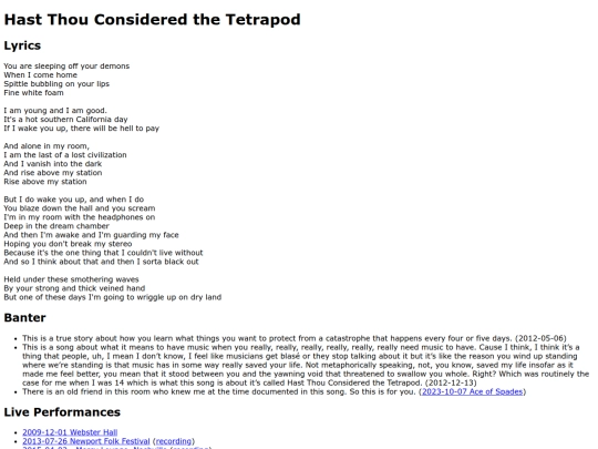 songs/tetrapod screenshot