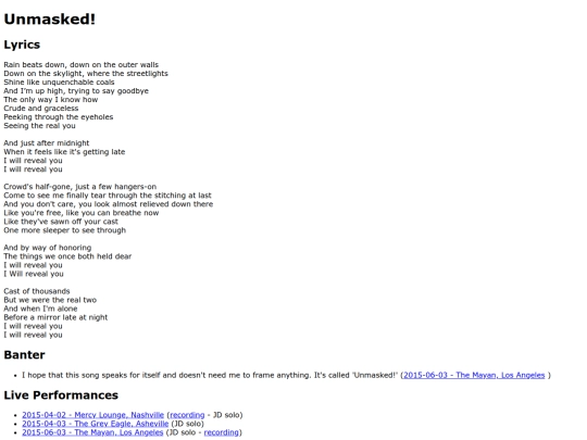 songs/unmasked screenshot